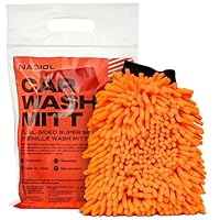 Nasiol Auto-Waschhandschuh – doppelseitig, superweiches Chenille, kratz- und fusselfrei, Premium-Mikrofaser-Handschuh