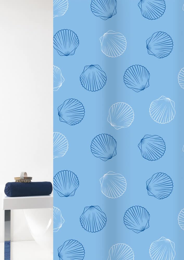 Grund Cortina de ducha antimoho, impermeable, 100% textil, mara, cortina de ducha, 80 x 200 cm, color blanco y azul