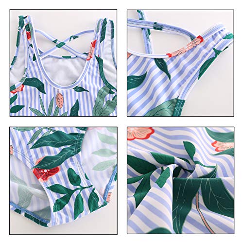 Image of Girls One Piece Swimsuits Hawaiian Ruffle Swimwear Beach Bathing Suit
