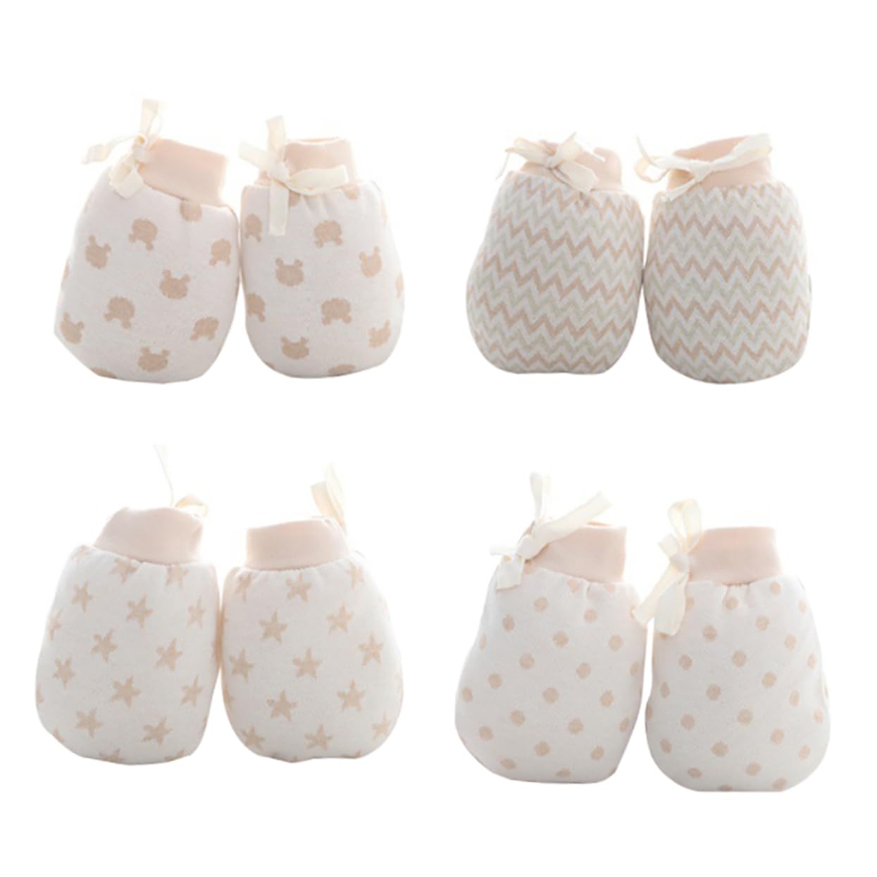 NOLITOY Winter Mittens for Infants 4 Pairs Soft Cotton -scratch Gloves Snow Mittens Elastic Wrist