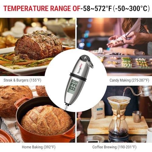 Image of TempPro TP02S (2 Pack) Digital Food Thermometer for Cooking Bread Baking Sourdough Liquids, Meat Thermometer Digital with Super Long Probe for Kitchen BBQ Candy Making Accessory (Previously ThermoPro)