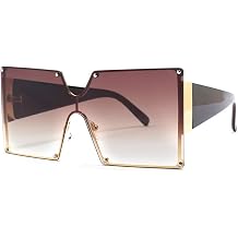 mincl/Oversized Shield Sunglasses Woman 2019 Fashion Luxury Shades UV400 Vintage Flat Top Futuristic Sunglasses