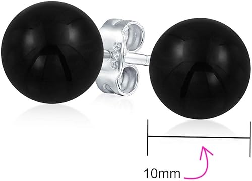 Miniatura 10 de Pendientes de tuerca de bola de cuentas redondas simples de 065 pulgadas para mujeres para adolescentes plata de ley 925 más colores Gema Piedra