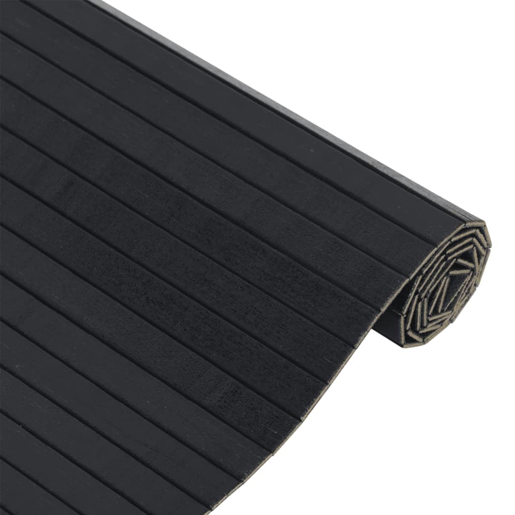 Tapis en Bambou Noir 70x500 cm,Tapis de Couloir Rectangulaire Moderne avec Envers Antidérapant, Grand Chemin de Sol en Bambou Naturel pour Salon, Cuisine et Entrée