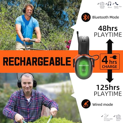 PROHEAR 033 2.0 Upgraded Bluetooth Hearing Protection AM FM Radio Headphones - 31SNR Noise Reduction Ear Muffs with Long-Lasting Stable Rechargeable Battery - 50 Hrs for Mowing Snowblowing - Orange - image 2