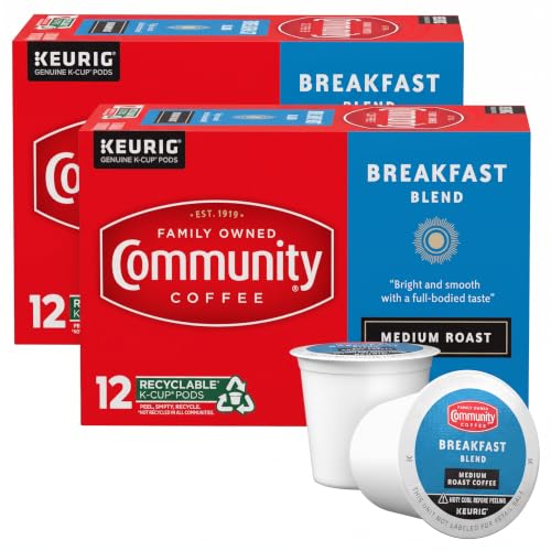 Community Coffee Breakfast Blend, Medium Roast Single-Serve Keurig K-Cup Pods, 12 Count (Pack of 2)