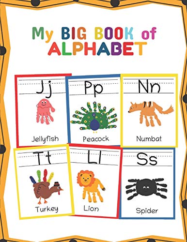 My Big Book of Alphabet: ABC Animal Handprint End of the year activity, Ages 3-5, PreK, Kindergarten, Preschool, Gift