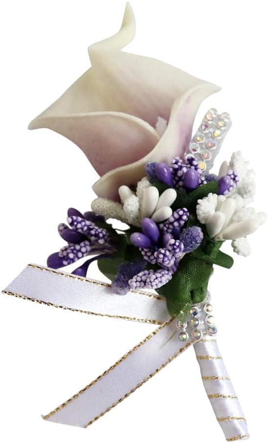 ブートニア コサージュ 手作り 新品未使用正規品 絹花 ロマンチック 造花 飾り物 新郎新婦 記念日 結婚式 ライトパープル