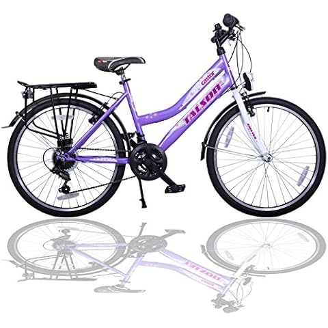 Talson 24 Zoll Kinderfahrrad 21-Gang Shimano Schaltung mit Beleuchtung Lila-Weiss 605 Cover