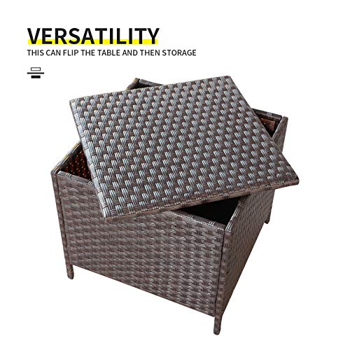 Valita-Goognice-Outdoor-PE-Wicker-Side-Table-with-Storage-Patio-Resin-Rattan-End-Table-Square-Container-for-Furniture-Covers-Toys-and-Gardening-Tools-Brown Valita Goognice Outdoor PE Wicker Side Table with Storage Patio Resin Rattan End Table Square Container for Furniture Covers Toys and Gardening Tools Brown