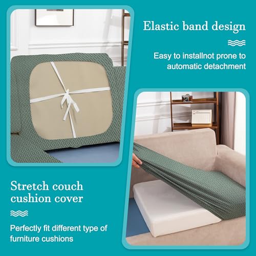 Image of 14Pcs Stretch Patio Cushion Covers,Outdoor Couch Covers Replacement,Outdoor Couch & Sofa Slipcovers,for Patio Furniture Cushion Covers,Washable Reusable Furniture Protector (Matcha Green,Cover Only)