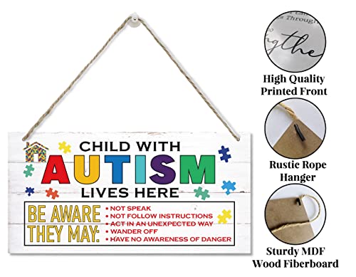 EDCTO Autism Sign, Decorative Wood Wall Art, 12 x 6 inch MDF Material, Rustic Autism Family Hanging Wall Decor - Image 3