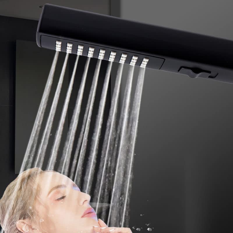 Pommeau de douche carré anti-gaspillage d'eau 3 jets réglables noir mat - 4