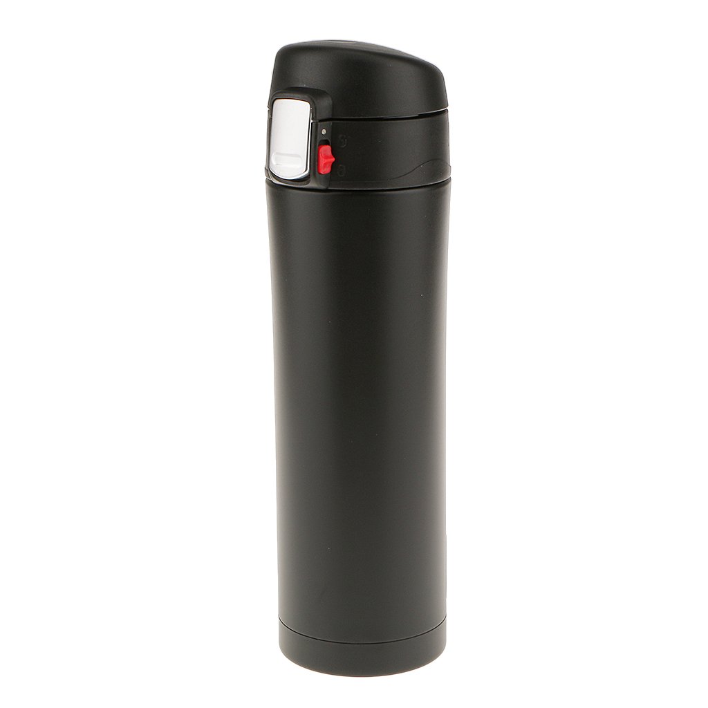 Taza de acero inoxidable aislada al vacío, 450 ml, color negro