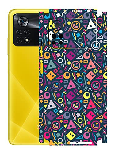 Image of AtOdds - Poco X4 Pro (5G) Mobile Back Skin Rear Screen Guard Protector Film Wrap (Coverage - Back+Camera+Sides) (Shapes Graffiti)