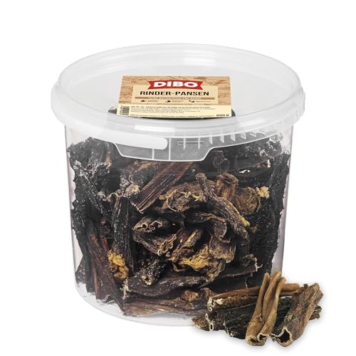 DIBO Rinderpansen im Eimer, 800g, der kleine Naturkau-Snack oder Leckerli für Zwischendurch, Hundefutter, Qualitätskauartikel ohne Chemie