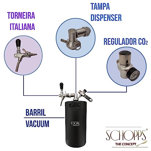 Chopeira Keg Vacuum Portátil Schopps 5 Litros + 5 Cápsulas