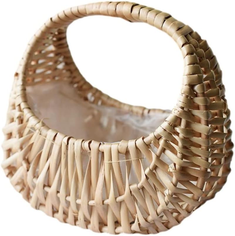 Flower Basket Rattan Woven Crescent Portable Hand-made Girl Arrangement Willow Creative Hand Gift
