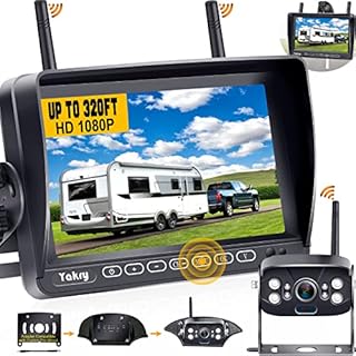 RV Backup Camera Wireless HD 1080P with 7 Inch Touch Key DVR Monitor for RVs,Campers,Trailers,Trucks Adapter For Furrion-Pre-wired RVs High-Speed Rear View Observation IR Night Vision Yakry Y27