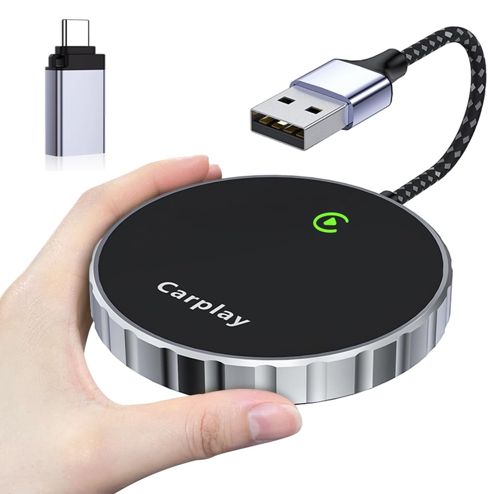 Pro Wireless CarPlay Adapter, 2024 Upgrade, Bluetooth Magic Link, Compatible for Apple CarPlay Wireless Adapter for Cars from 2016 & iPhone iOS 10+ (Circle/Black)