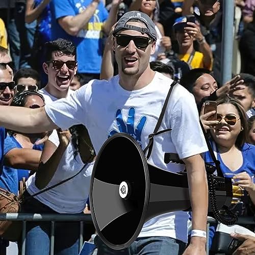 MyMealivos 75W 1000 Professional Yard Sound Range Heavy PA Bullhorn Megaphone Speaker, Adjustable Volume, Loud Hand Held Megaphone, Outdoor Activities, Coaching, Football, Baseball, Hockey(Black) - Thumbnail 7