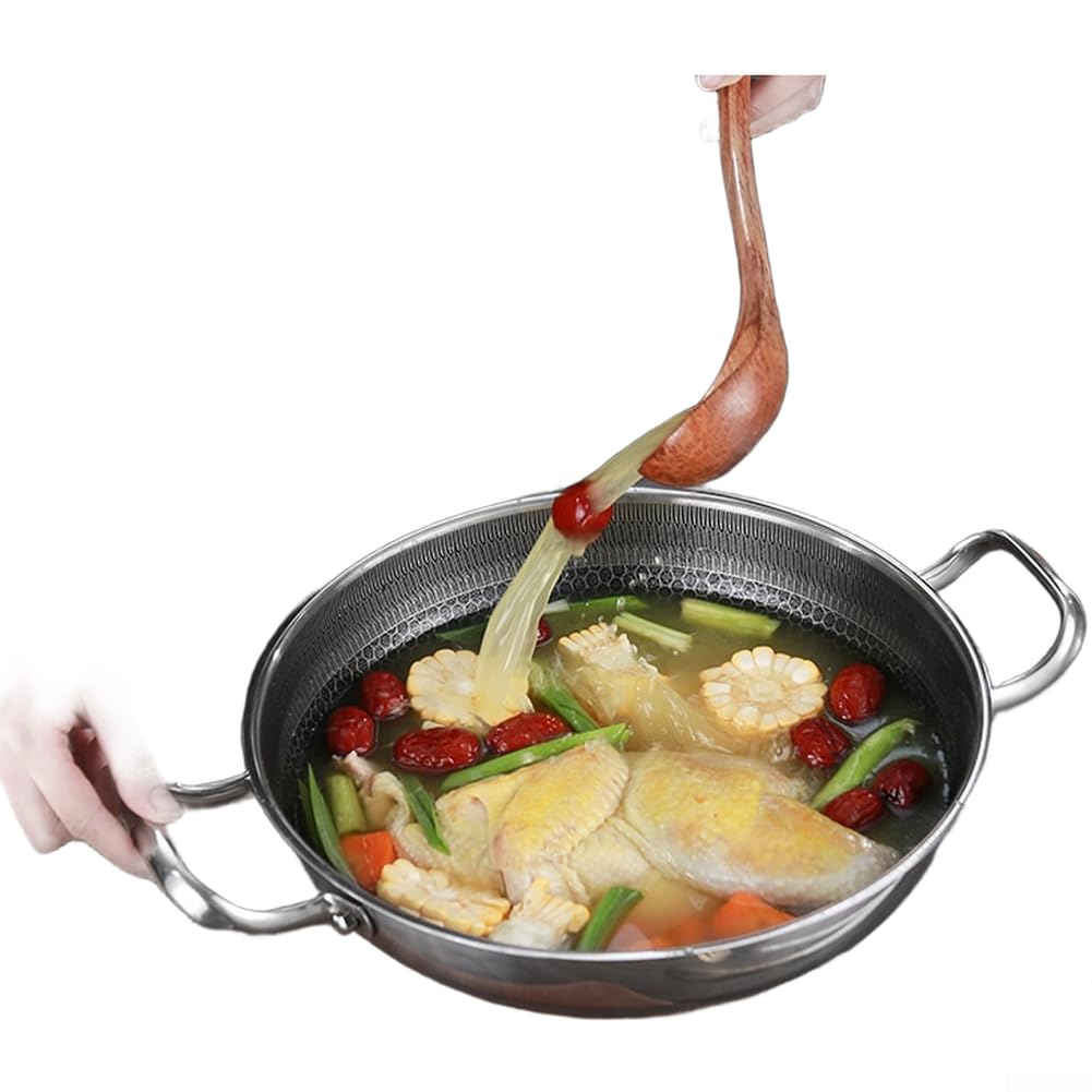 Padella wok in acciaio inox, 32 cm, struttura a nido d'ape, lavabile in