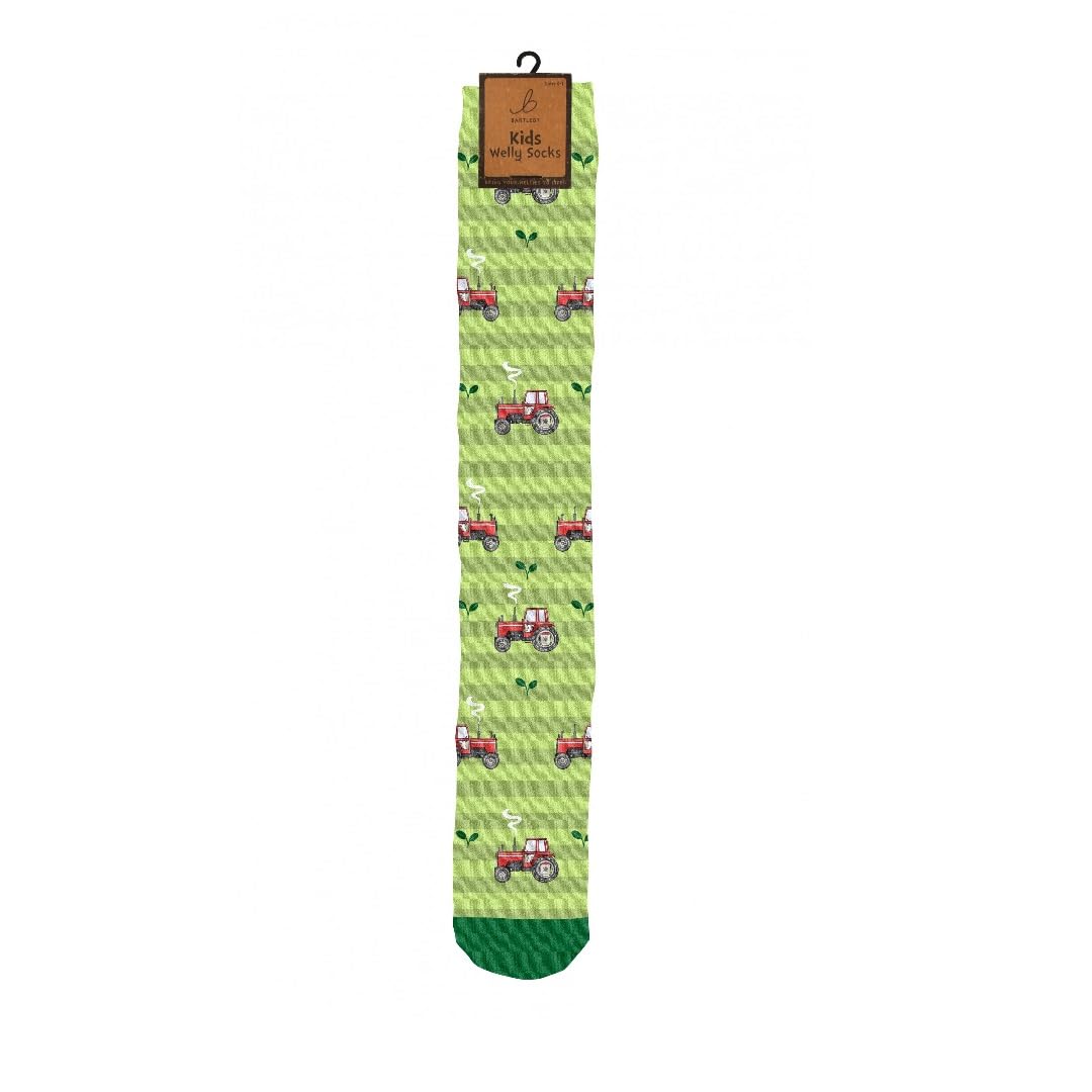 Bartleby Unisex Blue Childs Welly Socks Assorment - Tractor Pattern