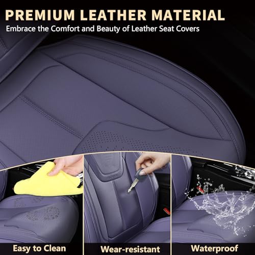 Image of FLORICH Car Seat Covers, Premium Leatherette Car Seat Covers Front Seats, Automotive Vehicle Seat Cushions, Waterproof Seat Protectors for Sedans Cars SUV Trucks, Purple