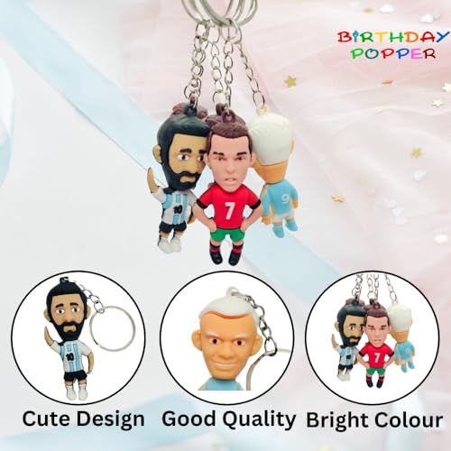 Image of Birthday Popper 12 Pcs Football Players Theme Keychains as Birthday Party Return Gifts 3D Pendant Keychains for Kids | Lightweight Key Accessories -School Bag & Backpack Charms for Boys