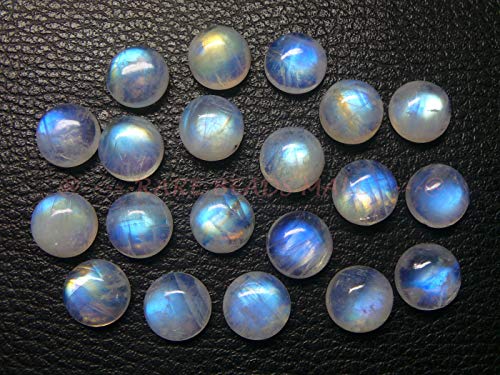 Rainbow Moonstone Cabochon Natural Rainbow Moonstone Smooth Round Cabochons Rainbow Moonstone Gemstone Cabochons 12 MM 2 Pieces SIRW-1 For Jewelry Making