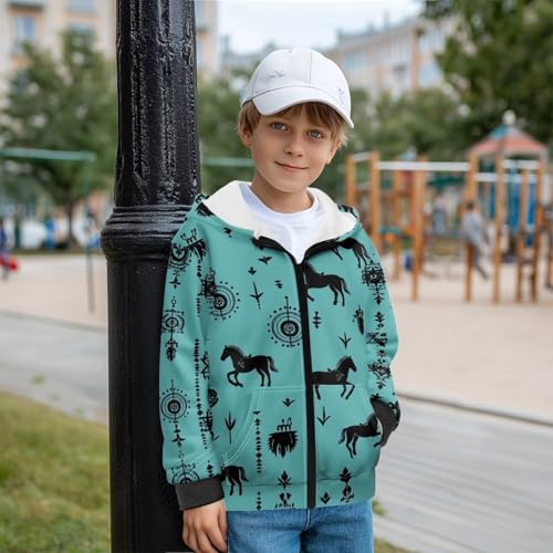 Dolyues Boys Hoodie Zip Up Fleece Hooded Sweatshirts for Boys 6-13 Years Warm Clothes for Winter Fall2