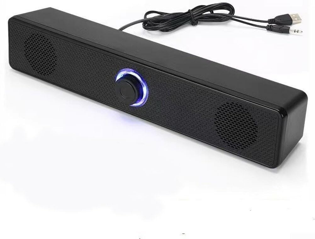 Wired and Wireless Soundbar, for TV PC Laptop, USB Powered Home Theater Surround Speaker, Slim Music Box with AUX, Black(Plug-in dual mode)