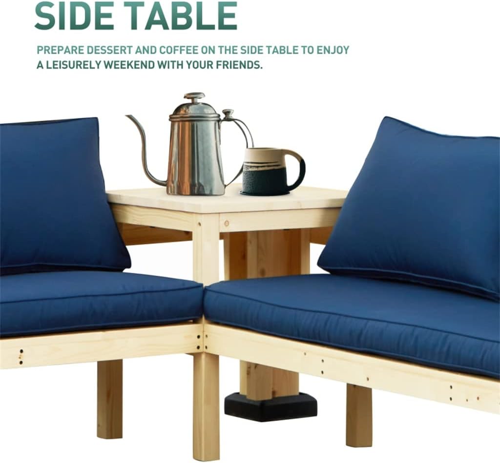 9x9 FT Solid Wood Pergola with Corner Seating and Table, Outdoor Patio with Cushioned Sofa