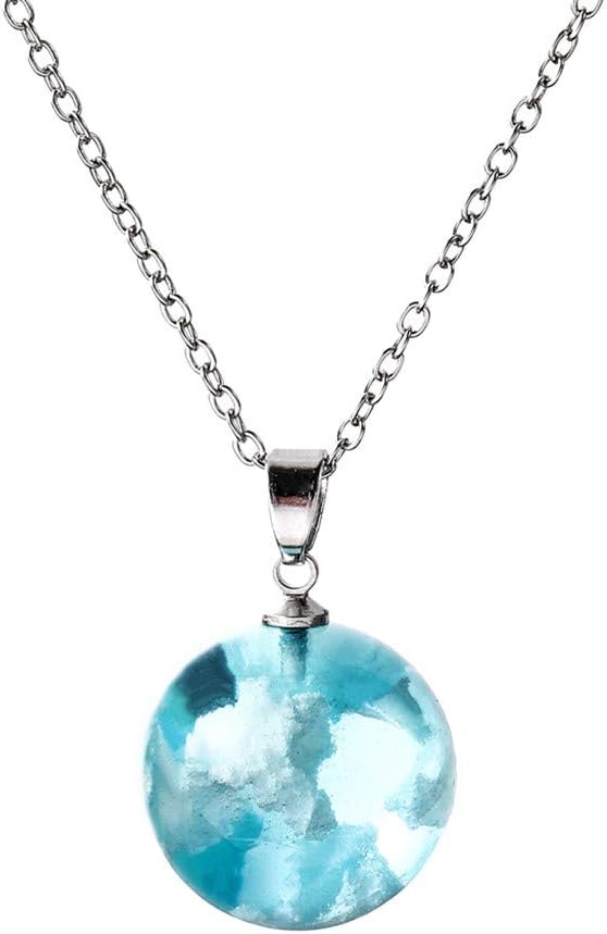 DWQuee Women's Necklace, Nature Blue Sky White Cloud Resin Transparent Ladies Necklace Jewelry Gift