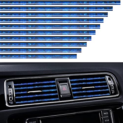 VICDUEKG 10 Pcs Bandes de DIY Style Décoration de Sortie d’Air de Voiture, Moulures de Voiture Bandes de Garniture intérieure d'évent de Bricolage pour Voitures De Sortie d'air Droites (Glace Bleue) Cover