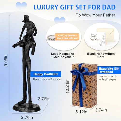 Escultura de Hierro Decorativa Padre e Hija 9.06 in Alto miniatura 3