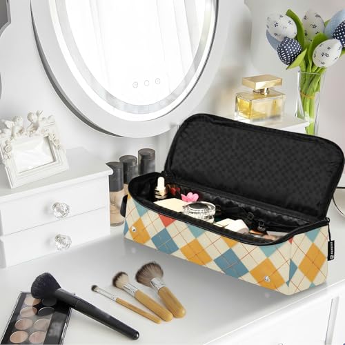 Bolsa de viaje para herramienta de cabello Cuadrícula colorida con tapete para plancha resistente al agua para rizadores, planchas y estilizador de cabello para mujeres miniatura 6