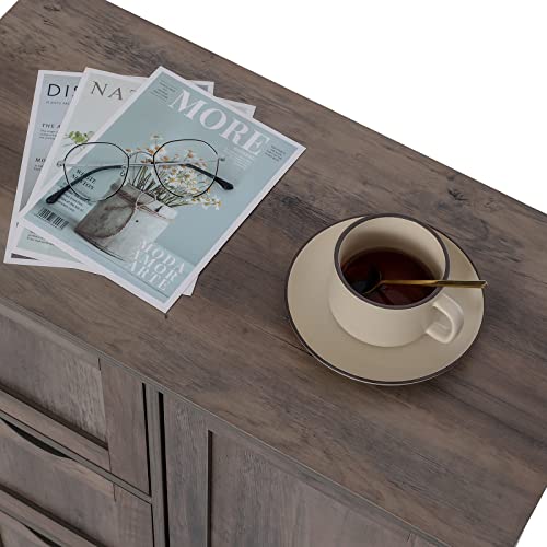 Iwell Floor Storage Cabinet With 1 Door & 3 Large Drawers, Wooden Storage Cabinet With Adjustable Shelf For Living Room, Office, Kitchen, Rustic Oak #TOP6