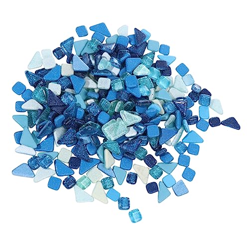 AKOOSY Piedras de Mosaico de Cristal Azul con Purpurina Irregulares y Resistentes al Calor y Humedad para Manualidades DIY y Decoración