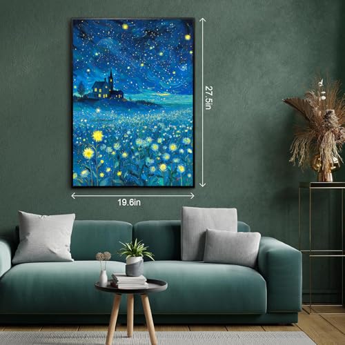 Rompecabezas para adultos de 1000 piezas con diseño de cielo estrellado y flores, con brillo y letras en el reverso, tamaño 27,5" x 19,6" miniatura 7