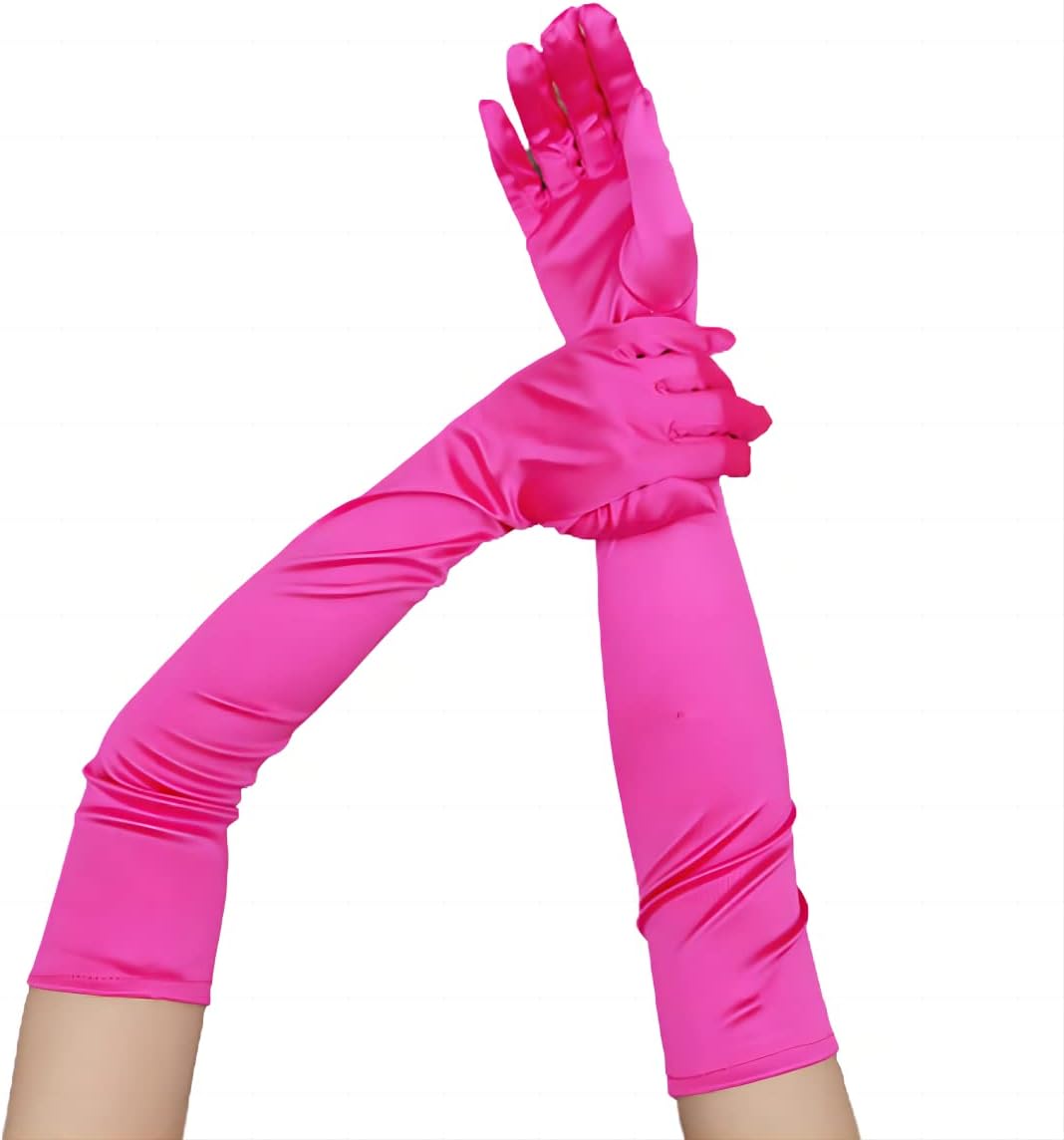 Specell Long Opera Party Gloves 1920s Satin Elbow Length Glove Stretchy Satin Comfortable Fabric for Wedding Cosplay Costumes