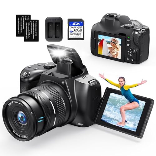 4K Digital Camera for Photography, 12X Optical Zoom 72MP Autofocus Vlogging Camera for YouTube,...