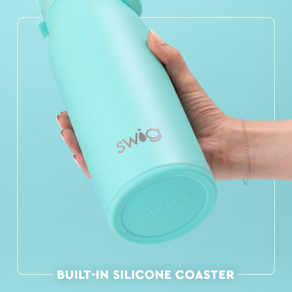 Swig Life Isolierte Wasserflasche, Reise-Wasserflasche mit Strohhalm und Deckel, Becherhalter-freundliche Wasserflaschen, Edelstahl, 1,0 l (Love All)