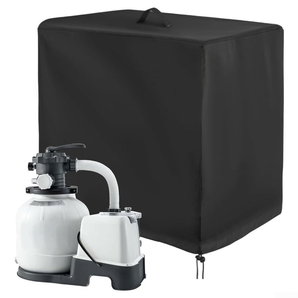 Outdoor Pool Sand Filter Protection Cover, Duty Waterproof Oxford Fabric against Rain and Sun, For Easy Fit For Case for Pool For Systems, Black(64 * 42 * 66cm)