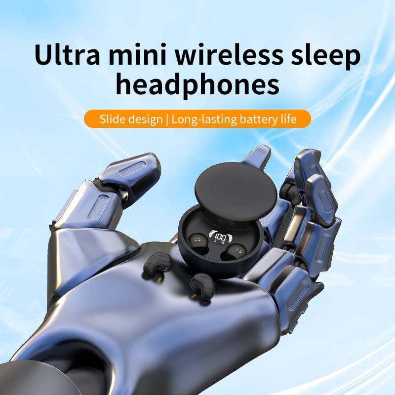 Mini Invisible Bluetooth Earbuds,Ultra-Light Comfort Fit Sleep Headphones for Side Sleepers,Mini Noise Blocking Sleep Earphones,Bluetooth 5.4 Wireless Earbuds for Sleeping, Working, (Khaki)