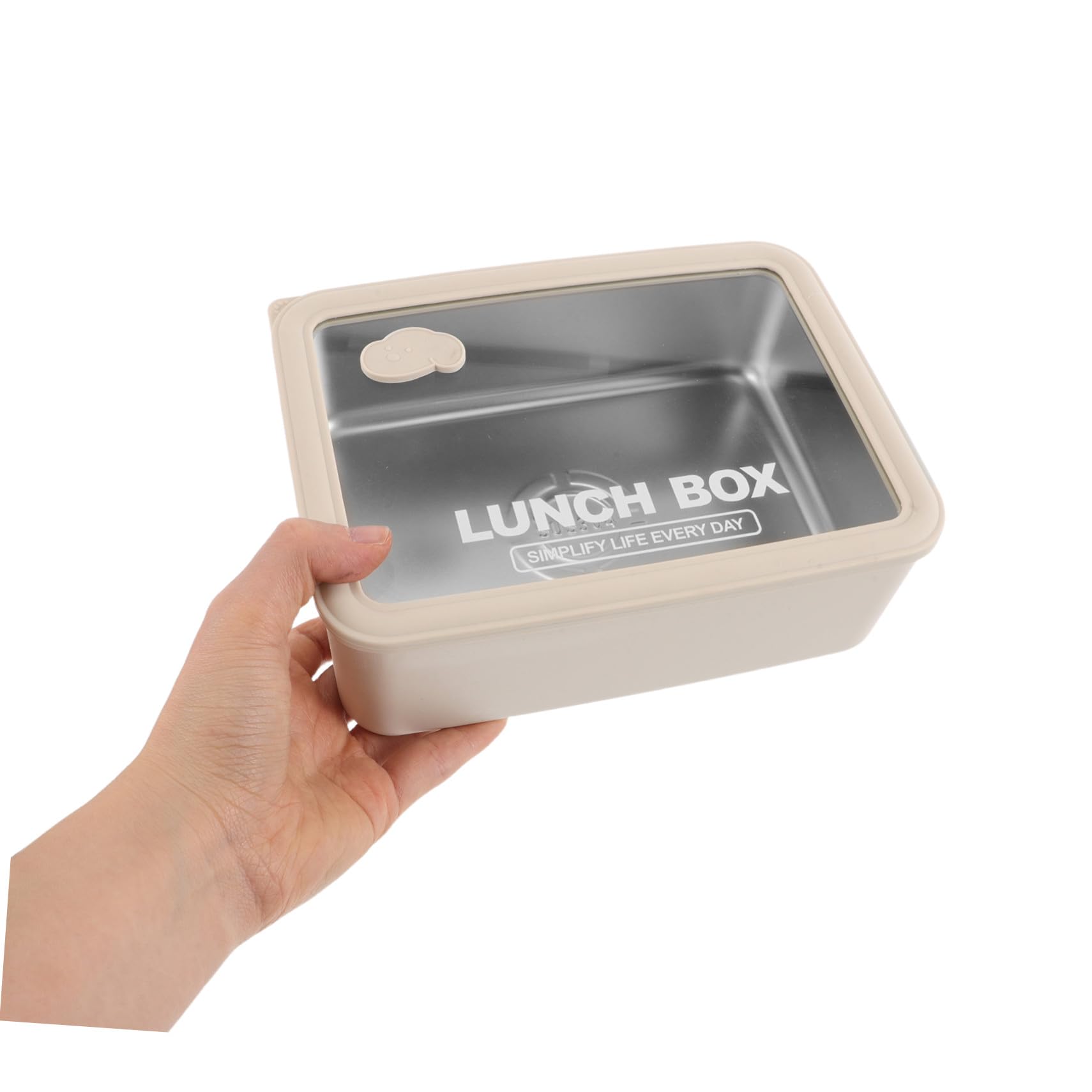 Hemobllo Lunch Box Bento in Acciaio Resistenti con Coperchio in Vetro Contenitore Pranzo Termico Portatile Adatto Microonde per Ufficio e Scuola