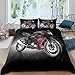 HUIJIE Pościel Z Mikrofibry Nowoczesny Fajny Czarny Motocykl 260X240Cm 3 Sztuki, 1 Poszwa Na Kołdrę + 2 Poszewki Na Poduszki Zapinane Na Zamek Miękkie I Wygodne Odpowiednie Do Pokoju Dziecięcego Chłop