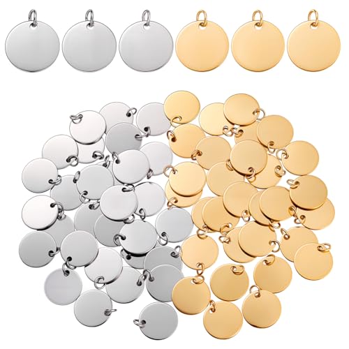 Pendentifs vierges ronds anti-ternissement en acier 304 pour remplacer vos breloques usées