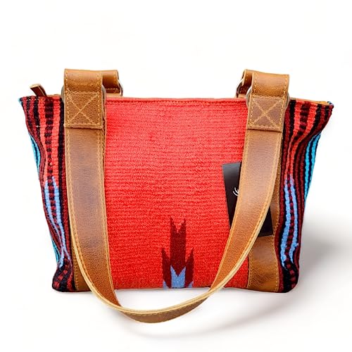 Bolso Tote Boho de Cuero y Lana Tejido a Mano miniatura 4