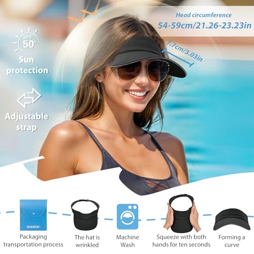 Image of Sukeen Women's Adjustable Fit Runners Lightweight Comfort Performance Visor, Sports Sun Visor One Size Fits Most